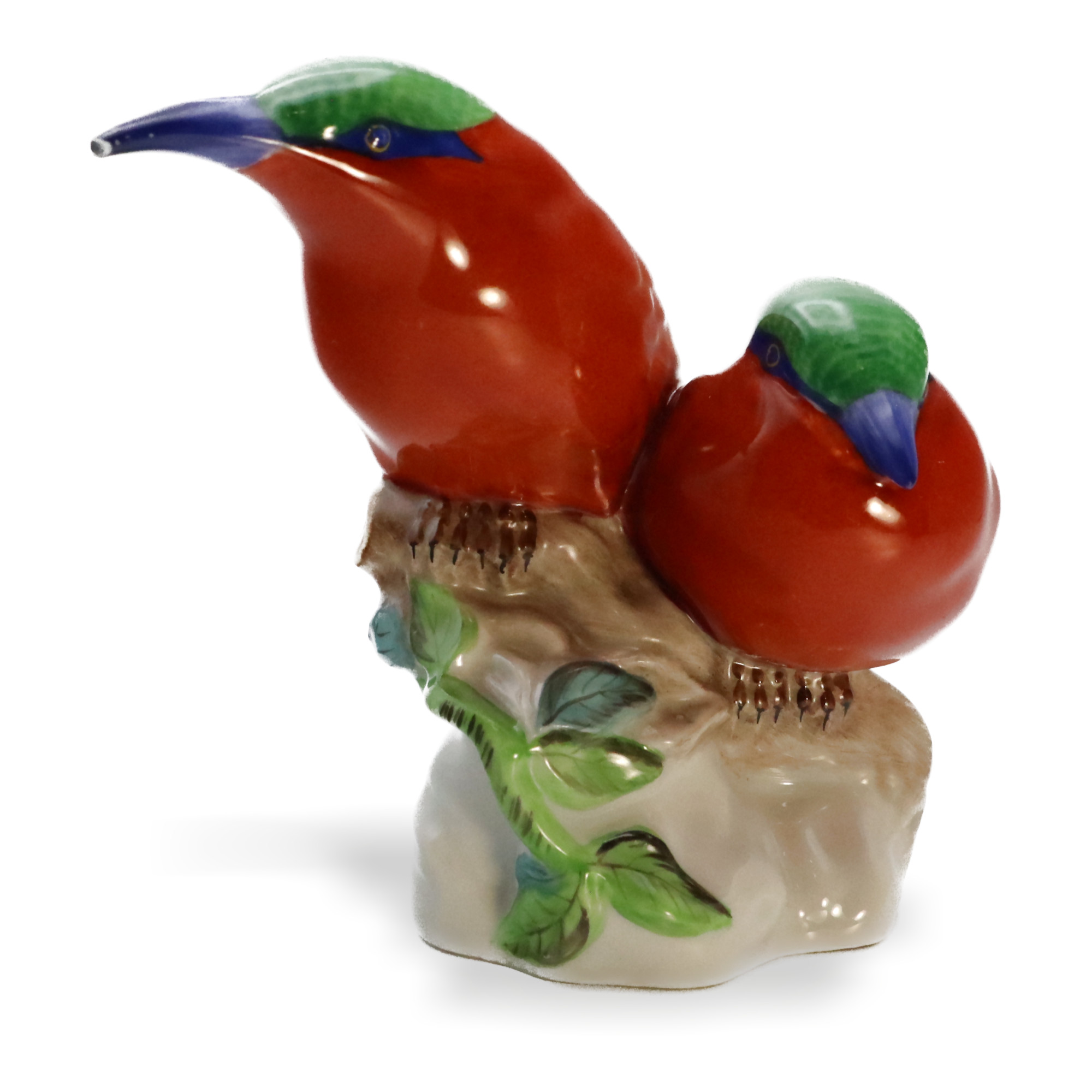 Herend Vogel-Figuren, Eisvögel, Porzellan Handbemalt, Vintage Keramik Sammlerskulptur